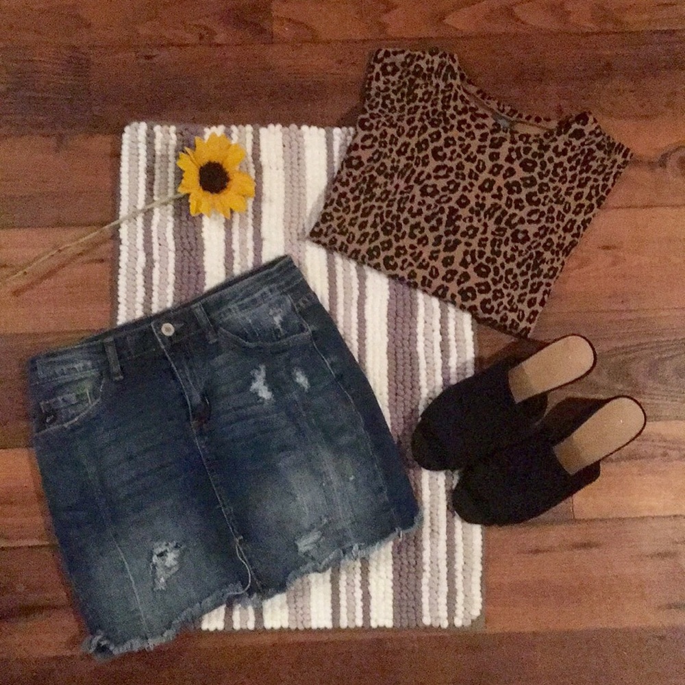 Distressed Denim Skirt